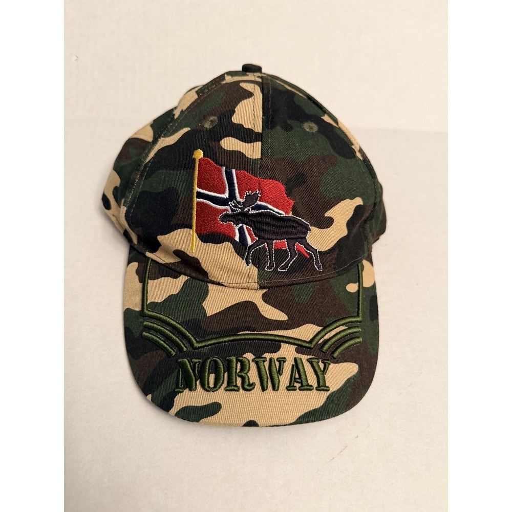 NWT‎ Way Nor Norwegian Camouflage Cap Moose Flag Embroidered Adjustable Cotton